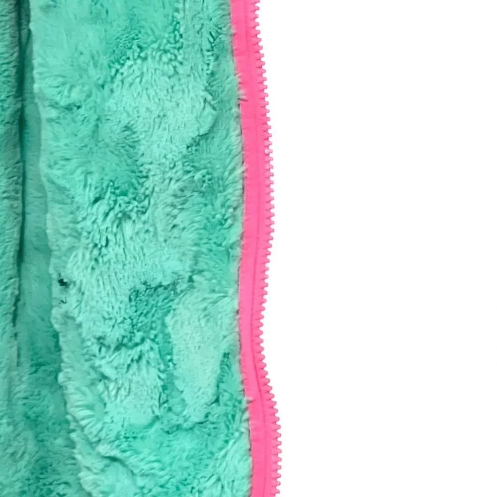 North Face Baby Girls Jacket Reversible Fuchsia Pink Mint Green Fleece 18-24M